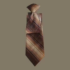Vtg JOSKE'S 1980s Brown Striped Slim Clip-on Tie